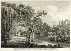 View of the Petrifying Spring commonly called the Dropping Well at Knaresborough in Yorkshire, engraved by Francois Vivares (1709-80)